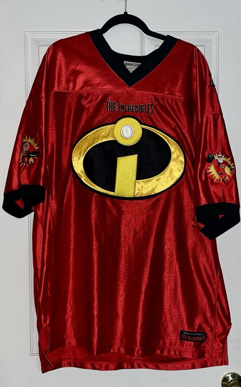 Walt Disney World Incredibles Pixar Red Black Jersey Men’s Size XL Embroidered